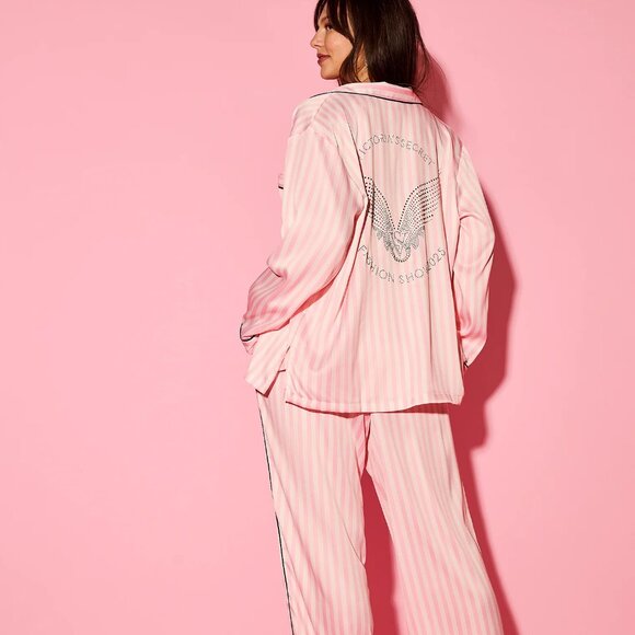 VS Backstage Satin Sparkle Long Pajama Set from Fashion Show 2025, Small - Picture 1 of 4